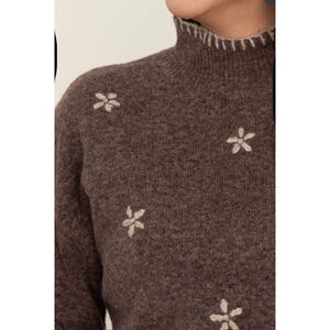 Women's Blu Pepper Brown Floral Turtleneck Sweater L